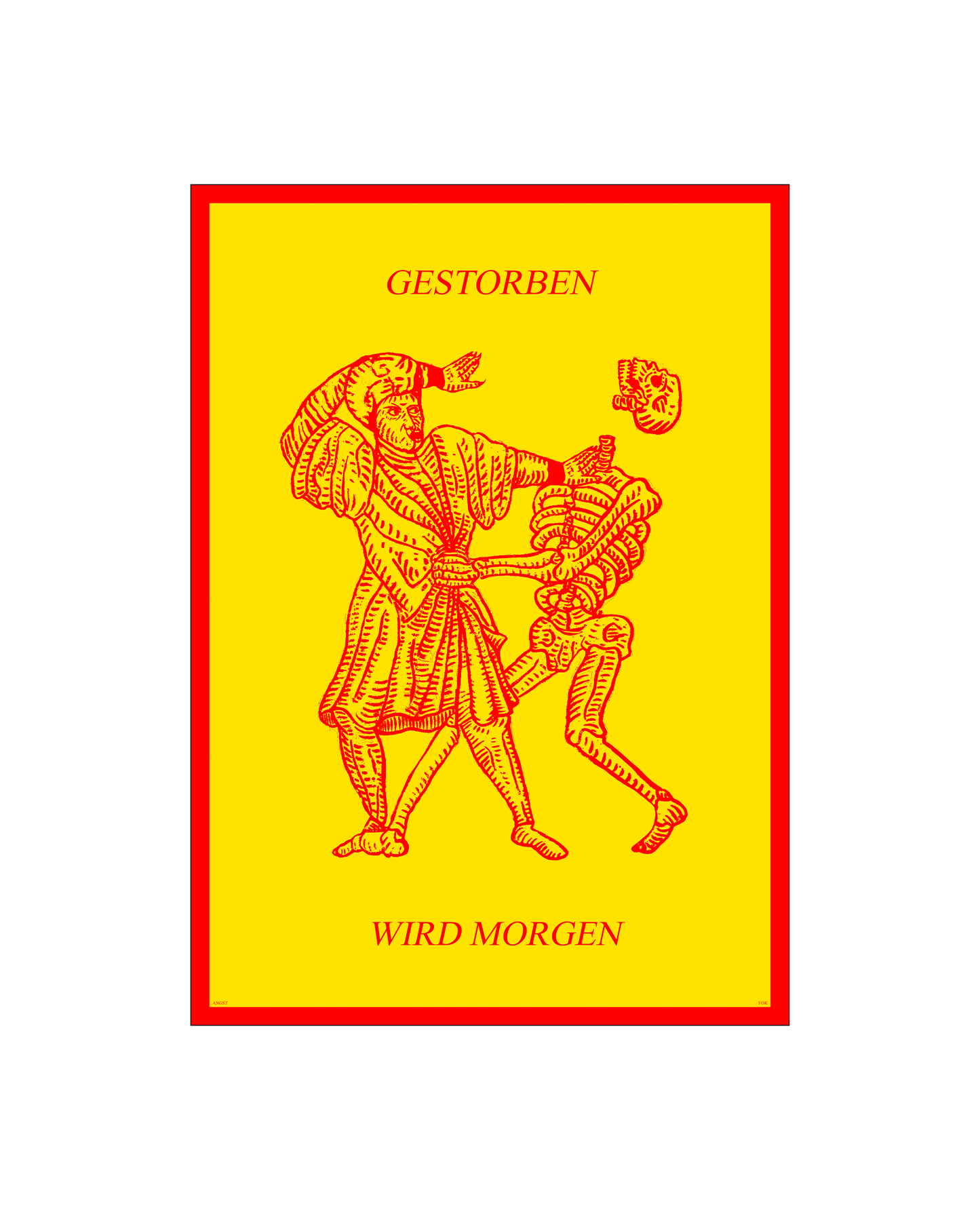 PRINT GESTORBEN GELB-ROT